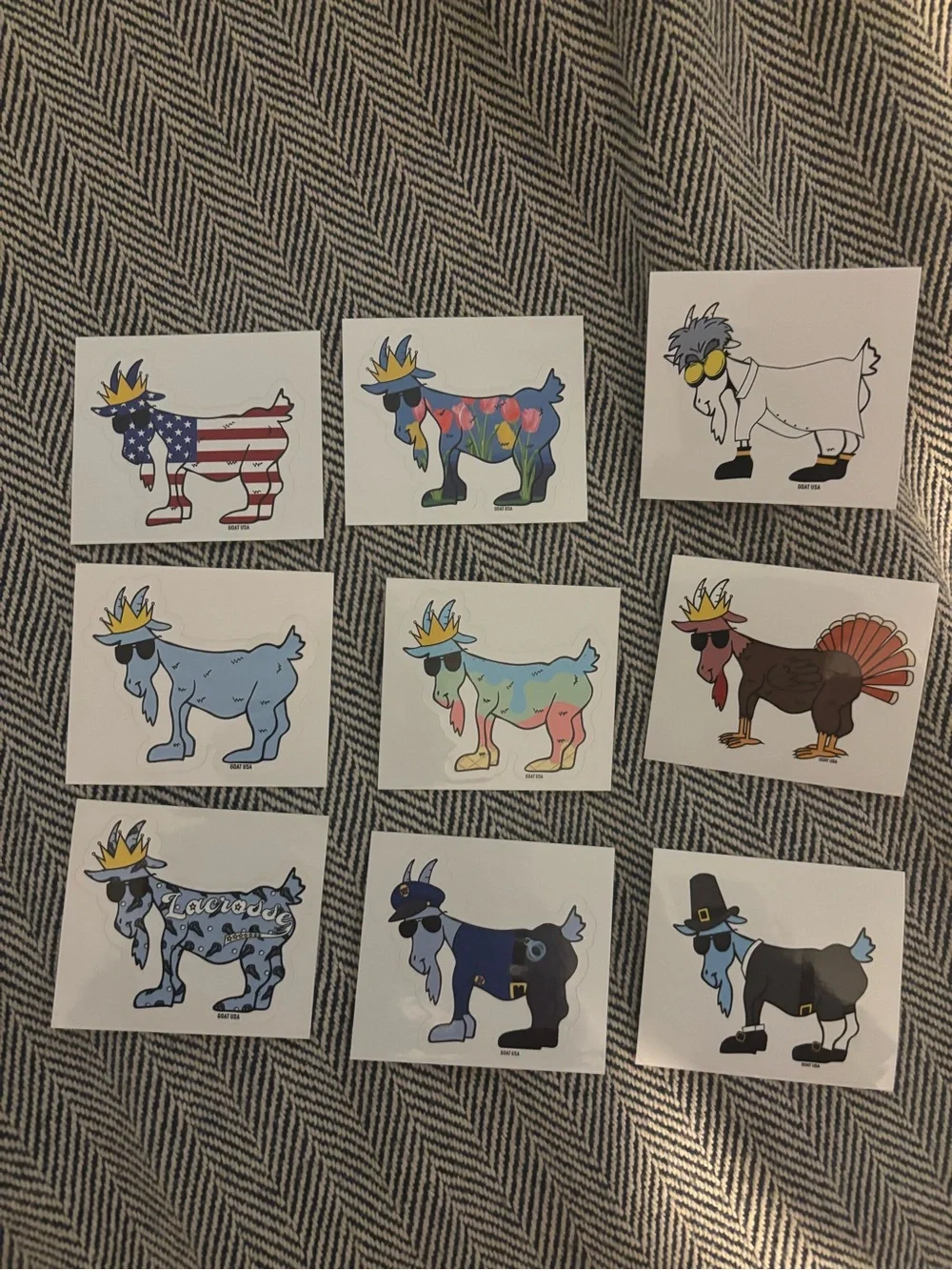 9 goat USA stickers bundle